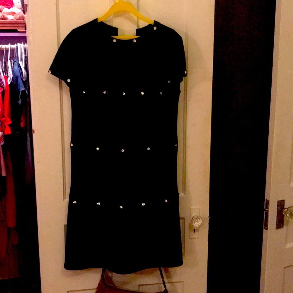 Dress black wool with diamonds - not real